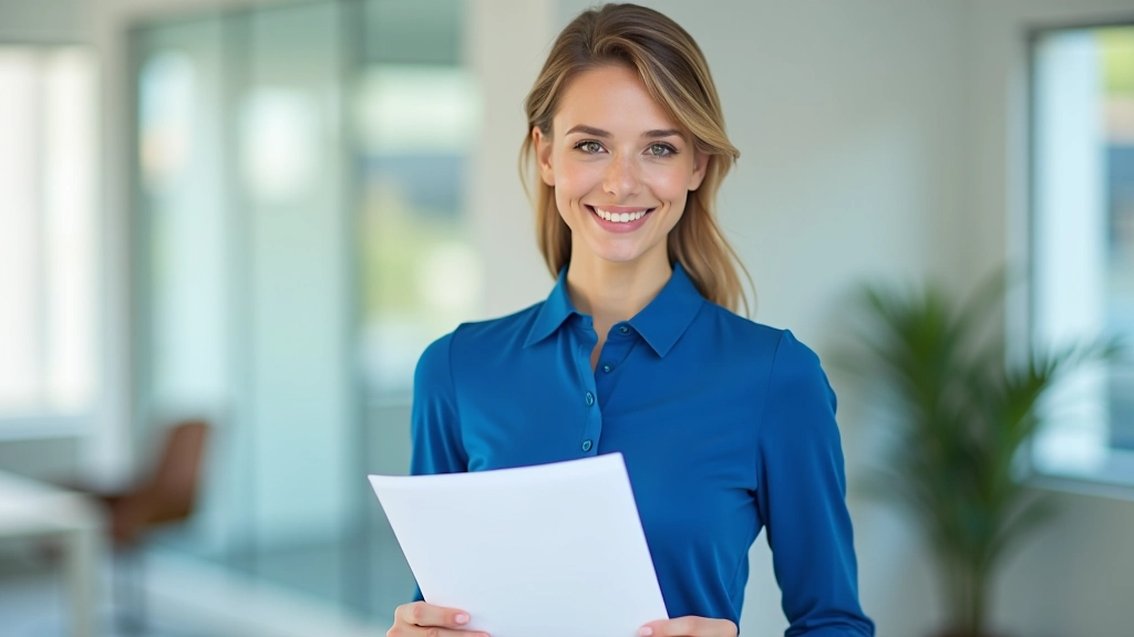 Šťastná žena se svým spořícím plánem a úsměvem